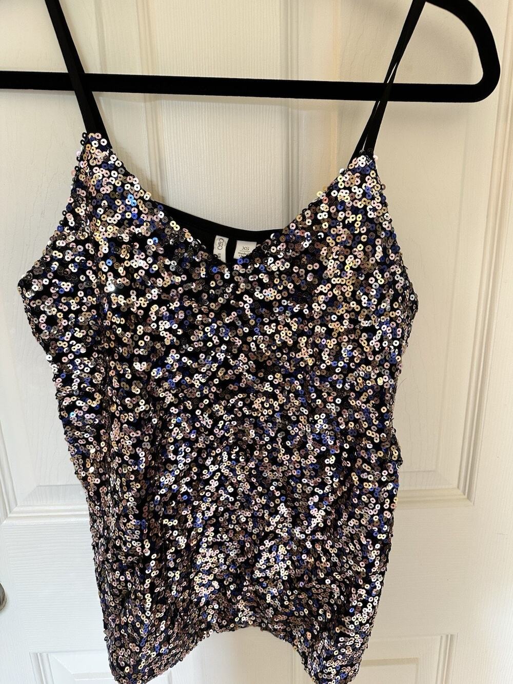 Cato Women's Mystic Moon Black Sleeveless Sequin Camisole Size XS